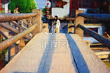 江南古鎮(zhèn)油畫
