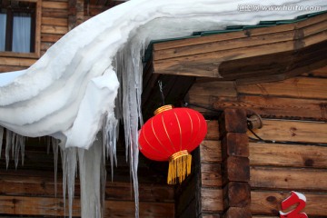 红灯笼 节日 雪乡 东北 双峰