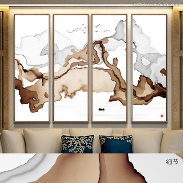 水墨畫 客廳沙發(fā)背景畫