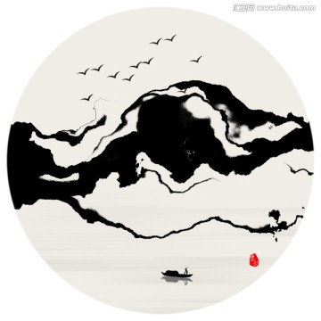 意境潑墨山水