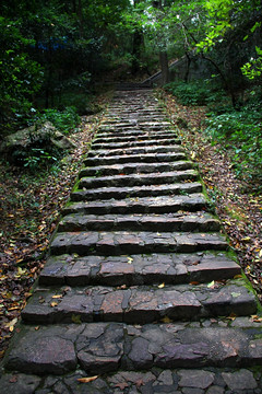 湖南 岳麓山 石台阶 石板路