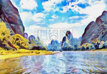 漓江山水油畫裝飾畫