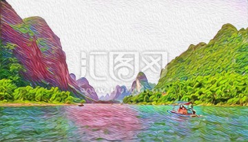 漓江山水油畫(huà)裝飾畫(huà)