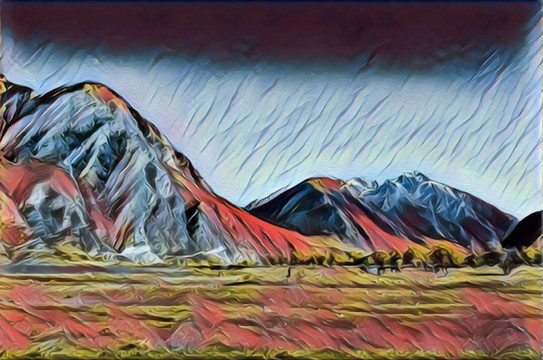 大山高山油畫(huà)風(fēng)景