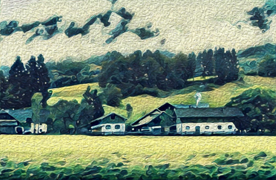 森林小屋油畫抽象畫無框畫