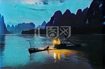 漓江风景油画装饰画