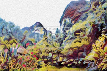 桂林陽朔月亮山油畫裝裝飾畫