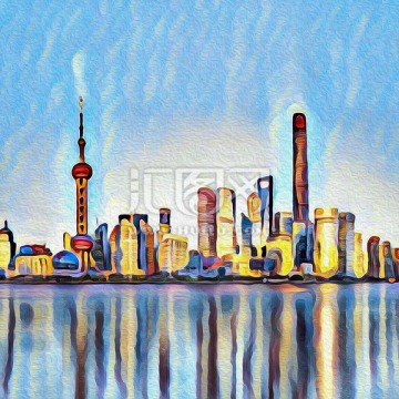 油畫裝飾畫上海陸家嘴