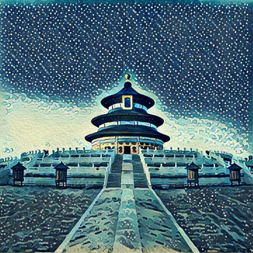 天壇裝飾畫油畫