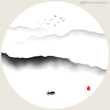 禪意水墨畫(huà) 中國(guó)風(fēng)山水