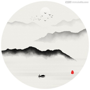 意境山水 水墨畫