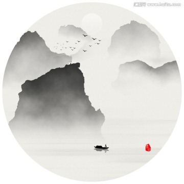 意境暈染水墨山水 禪意