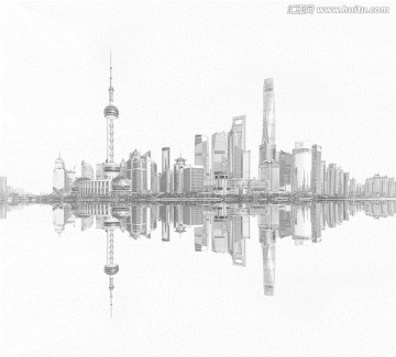 上海外灘全景線描