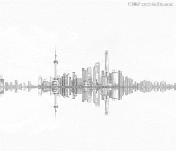上海外灘全景線描