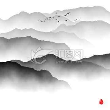 意境 水墨山 水墨畫