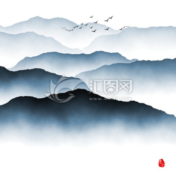 水墨山川 云霧飄渺