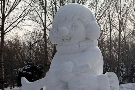 雪雕 雪 冬天 卡通