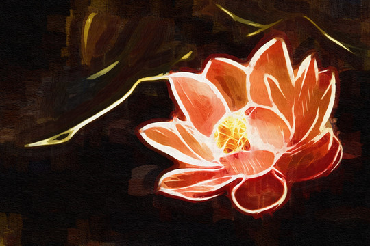 油畫(huà)荷花 無(wú)框畫(huà) 裝飾畫(huà)