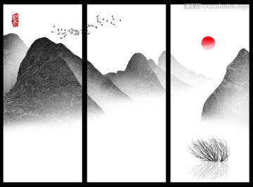 水墨屏風(fēng)畫