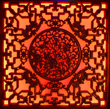 中式传统风格的窗棂花纹