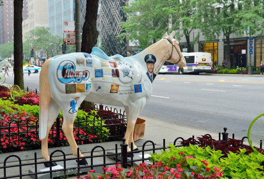 芝加哥街头艺术马雕塑