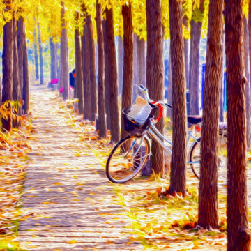樹林風(fēng)景油畫