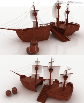 防腐木帆船模型造型设计