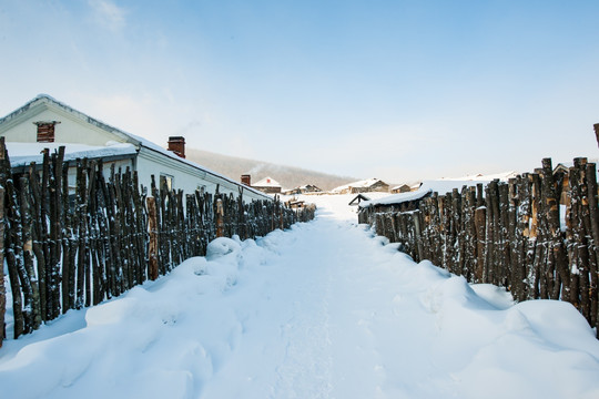 雪村 雪乡 山村雪景