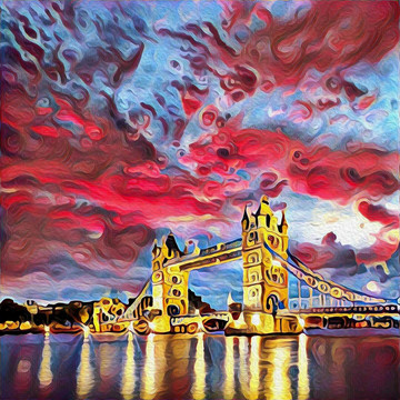 伦敦塔桥装饰画油画