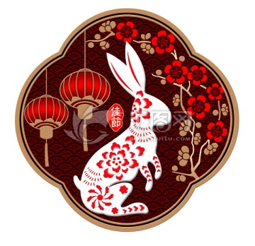 燈籠兔子梅花