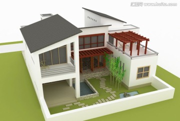 徽派建筑別墅模型設(shè)計(jì)