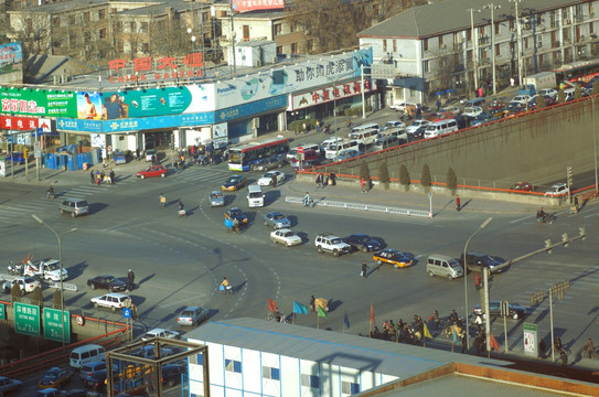 北京中关村 街道街景俯拍