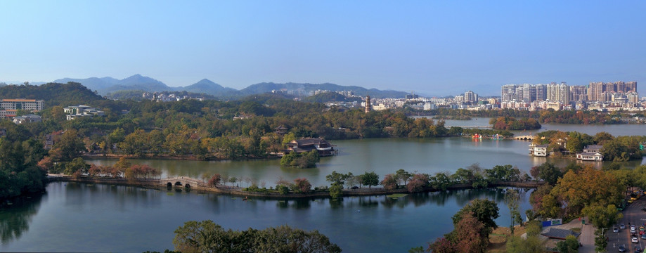 冬日的惠州西湖全景圖