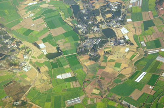 航拍成都平原 田园田野风光