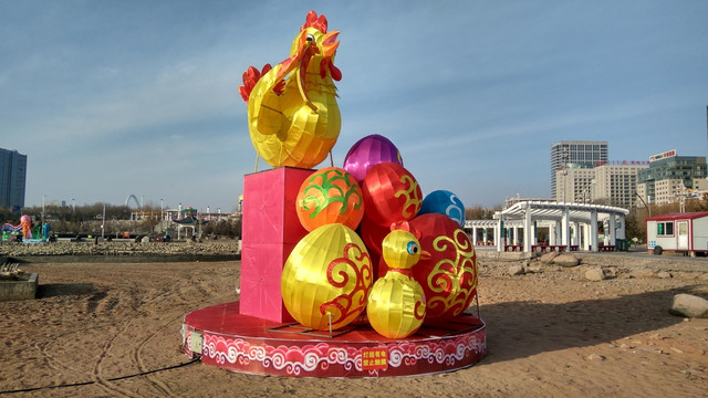 鸡年花灯，雄鸡花灯，花灯