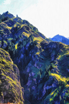 新疆 天山天池 群山