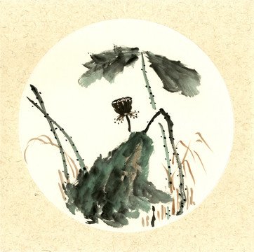 國(guó)畫荷花 殘荷圖