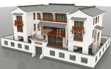 徽派中式别墅模型设计