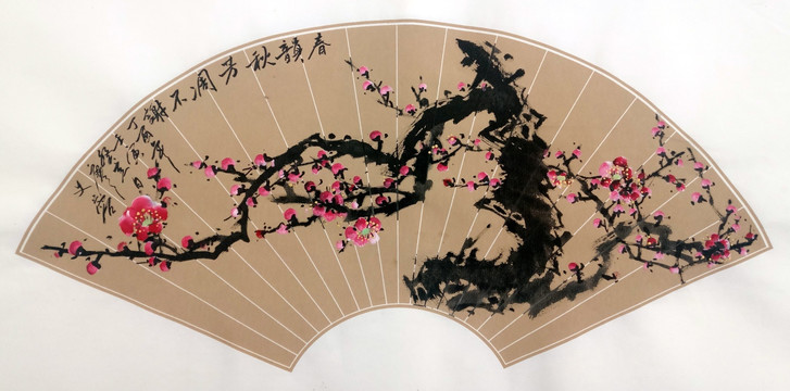 國畫梅花扇面
