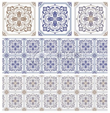 四方連續(xù)青花紋