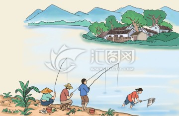 河邊釣魚