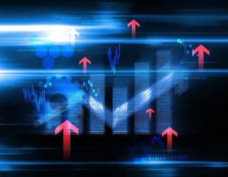 金融箭头和柱状图