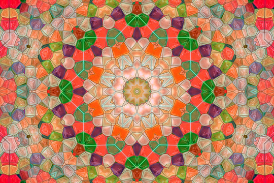 染色玻璃拼花背景圖案 無分層