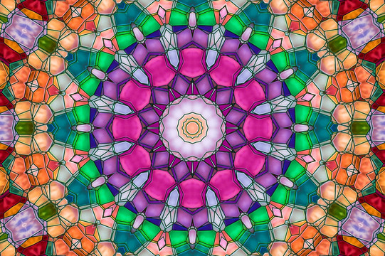染色玻璃拼花背景圖案 無分層