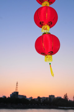 大红灯彩 节日气氛 新春景象