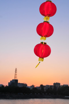 大红灯彩 节日气氛 新春景象