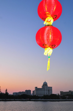 大红灯彩 节日气氛 新春景象