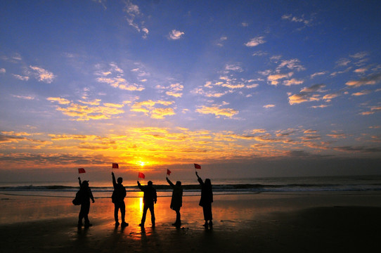 海上日出 晨曦 红太阳 海洋