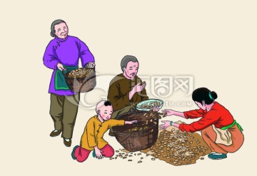 農(nóng)民揀花生