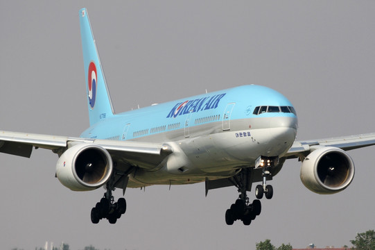 大韩航空飞机降落 沈阳机场